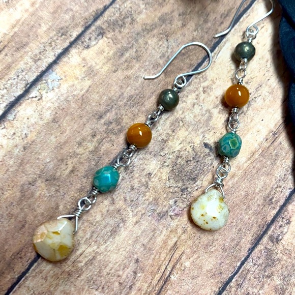 cocovalli Jewelry - NWOT Sterling long earrings turquoise orange tan